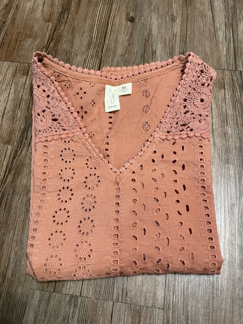 Joie Crochet-Trim Eyelet Tank Top - Rosewood
